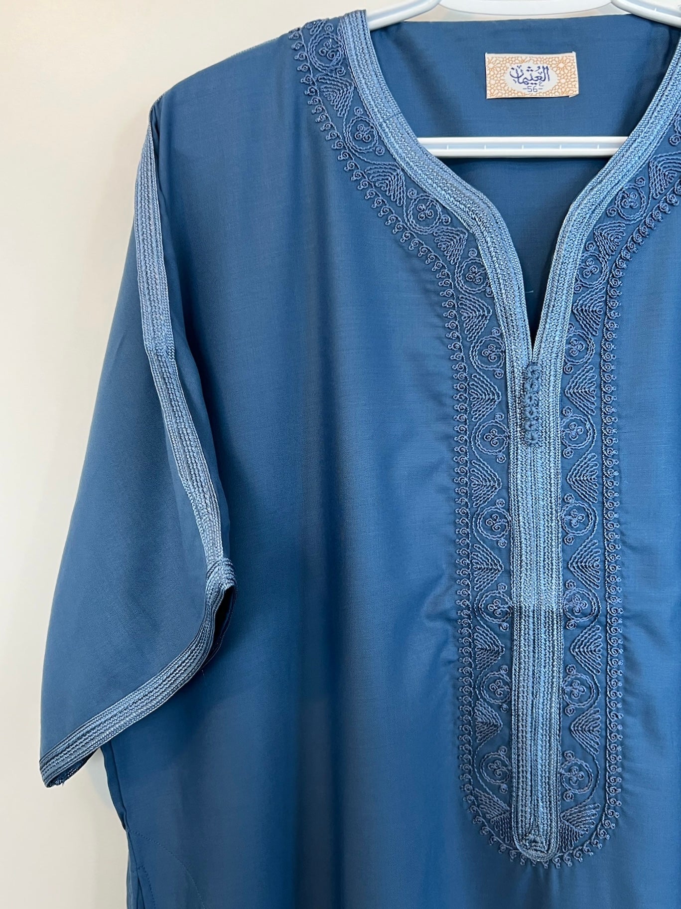 Moroccan Embroidered Thobe - Qamr Weave (Twilight Blue)