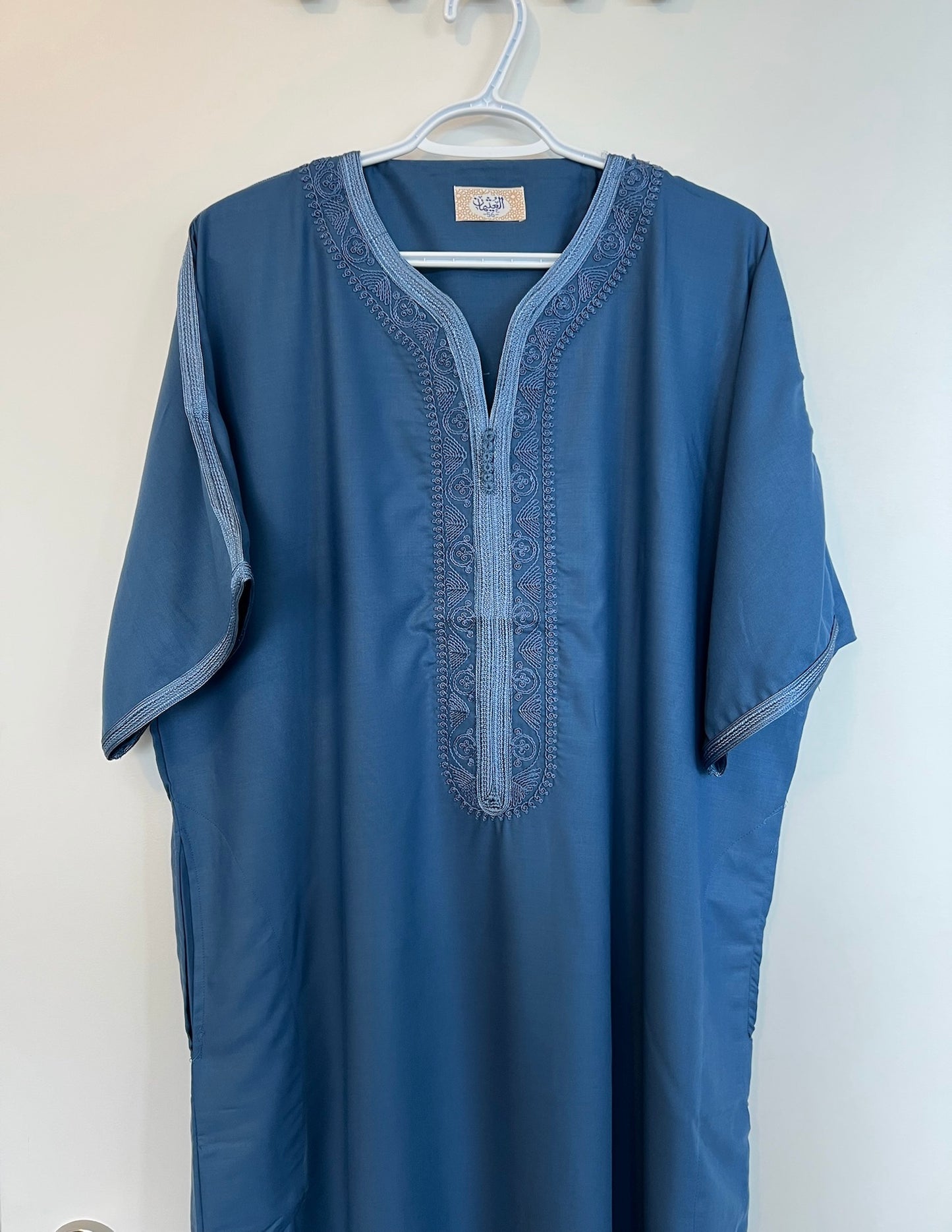 Moroccan Embroidered Thobe - Qamr Weave (Twilight Blue)