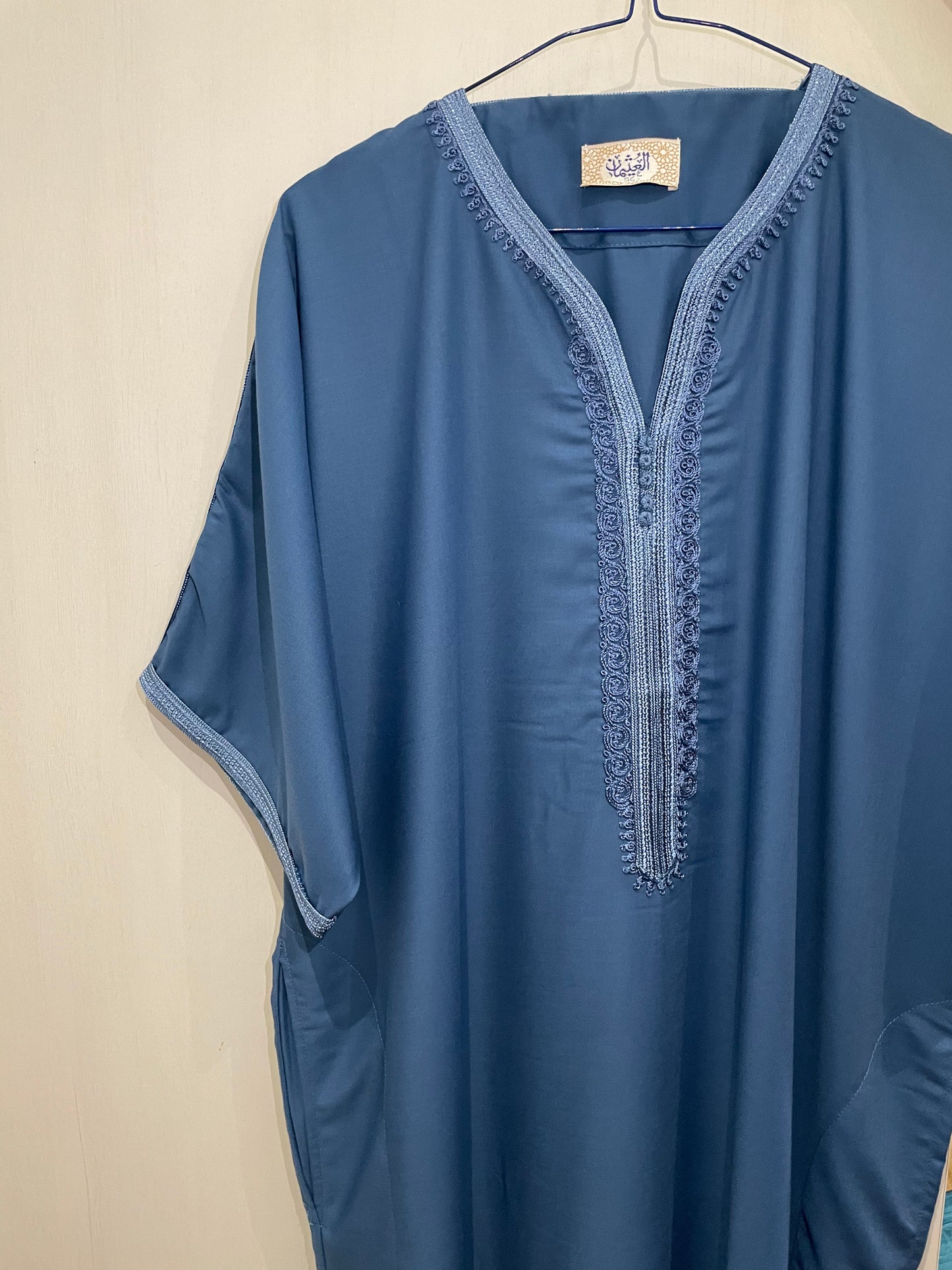 Moroccan Embroidered Thobe - Twilight Blue (Classic Lace)