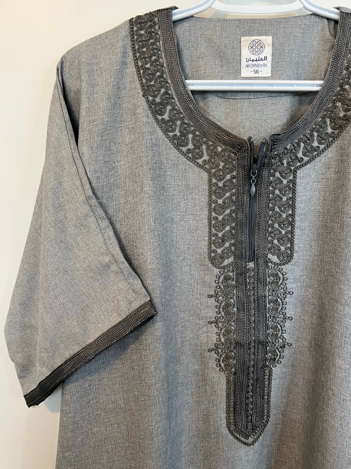 Moroccan Embroidered Thobe - Urban Zip (Iron Silver)